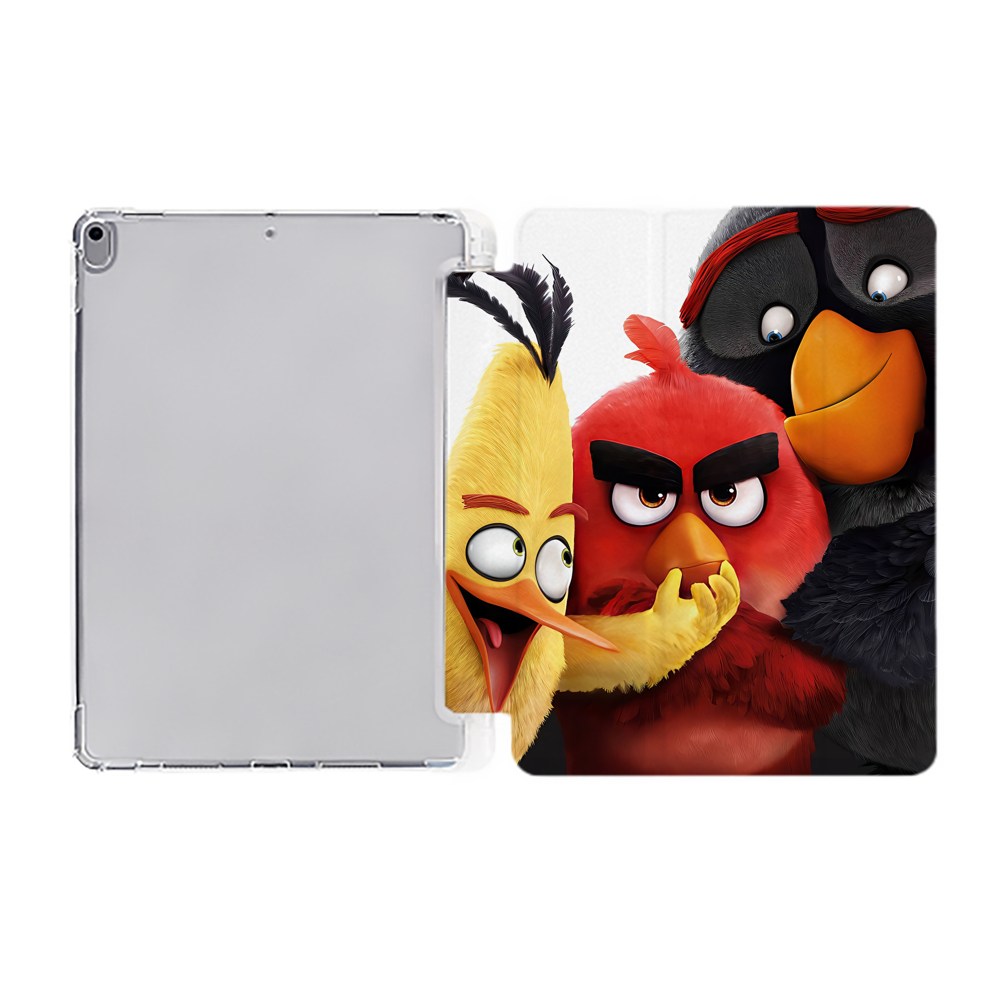 （画像用） Angry Birds アングリーバード IPad ケース ペン収納付き 三つ折りスタンド PUレザー×シリコン 対応機種9.5/10.5/10.9インチ